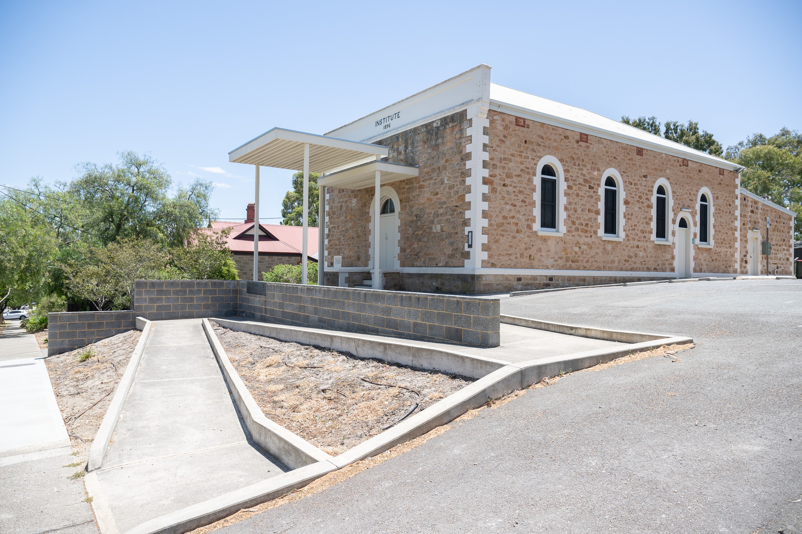 Tea Tree Gully Institute building showing new concrete ramp